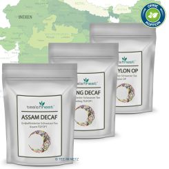 tea`s finest® Schwarzer Tee - entkoffeiniert - Probierset 3 x 50 Gramm