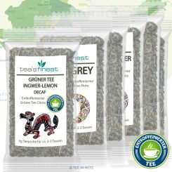 tea`s finest Probierset Grüner Tee entkoffeiniert 6 x 4  Gramm