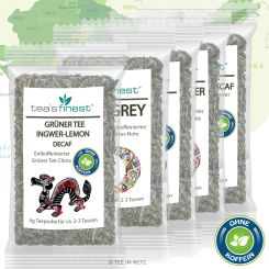 tea`s finest® Probierset Grüner Tee entkoffeiniert 6 x 4  Gramm