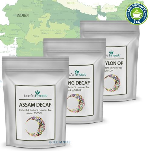 tea`s finest Schwarzer Tee - entkoffeiniert - Probierset 3 x 50 Gramm