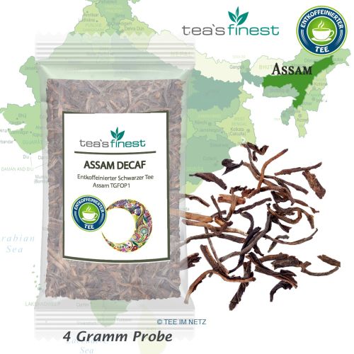 tea`s finest Schwarzer Tee Assam TGFOP1 (entkoffeiniert) 4 Gramm