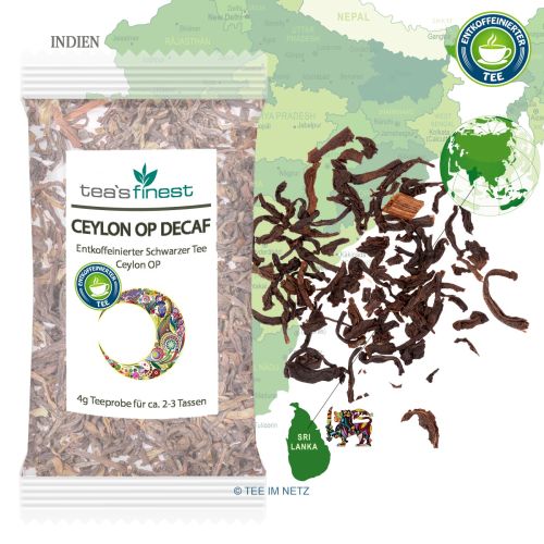 tea`s finest Schwarzer Tee Ceylon OP (entkoffeiniert) ca. 4 Gramm