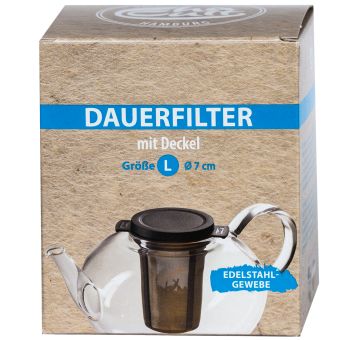Tee-Dauerfilter aus Edelstahl mit Deckel / L 