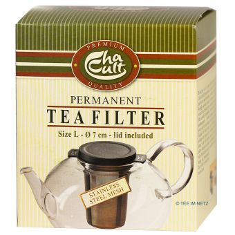 Tee-Dauerfilter aus Edelstahl mit Deckel / L 