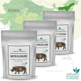 tea`s finest® Schwarzer Tee Assam Probierset 3 x 50 Gramm