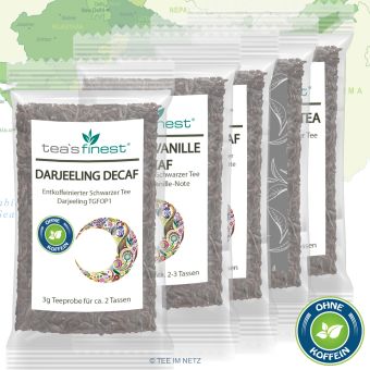 tea`s finest® Probierset 1 Schwarzer Tee entkoffeiniert 5 x 4  Gramm