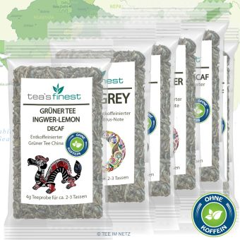 tea`s finest Probierset Grüner Tee entkoffeiniert 6 x 4  Gramm