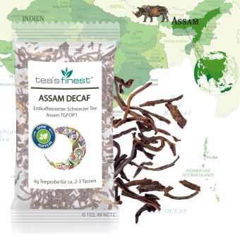 Schwarzer Tee Assam TGFOP1 (entkoffeiniert) 4 Gramm