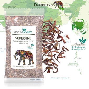 tea`s finest Darjeeling* Superfine FTGFOP Second Flush ca. 4  Gramm