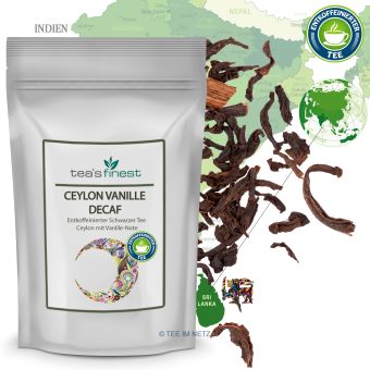 tea`s finest Schwarzer Tee Ceylon Vanille (entkoffeiniert) 100 Gramm