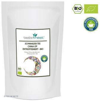 tea`s finest Schwarzer Tee China OP entkoffeiniert - BIO 250 Gramm