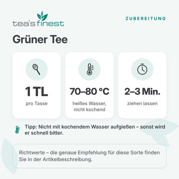 Artikelbild 2 des Artikels “tea`s finest Grüner Tee Sencha Vanille (entkoffeiniert) 100 Gramm“