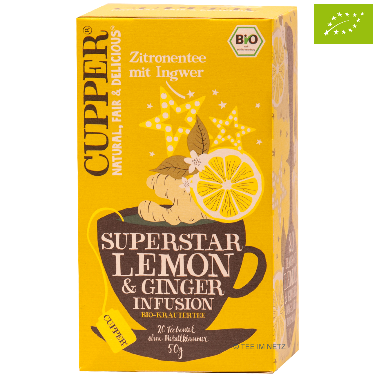 Tee Shop | Cupper® Superstar Zitronentee mit Ingwer / BIO 20 x 2,5 g ...
